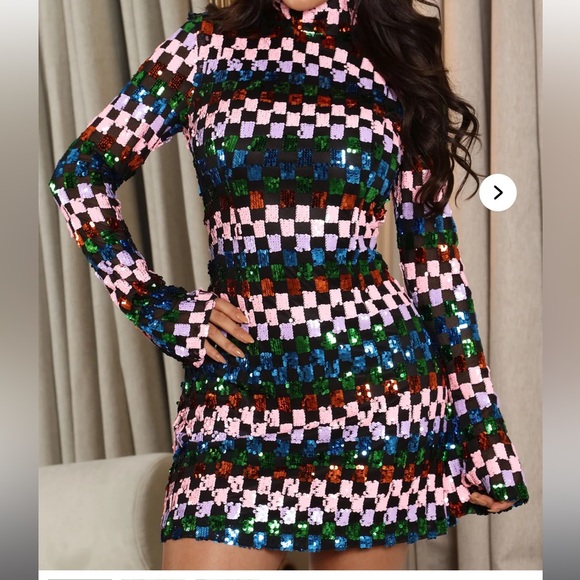 Dresses & Skirts - Multicolor Sequin Checkered Dress